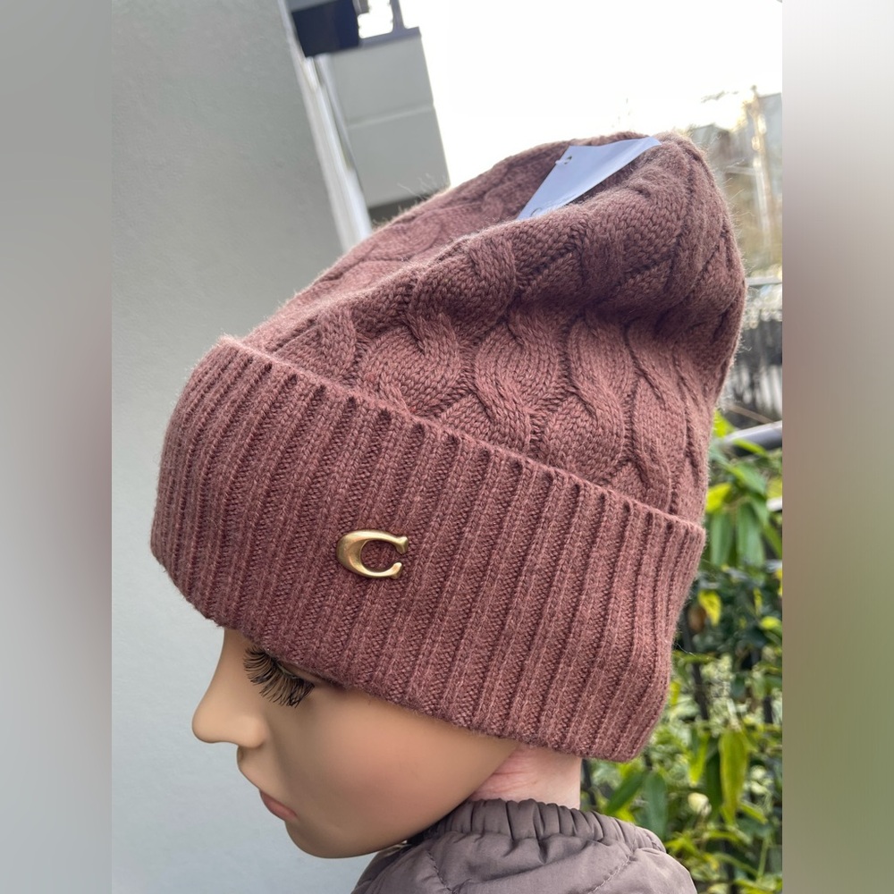 Coach Dark Camel Knit Beanie - Picture 8 of 15